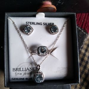3 piece,Genuine  Blue Topaz.Brand new,never worn!